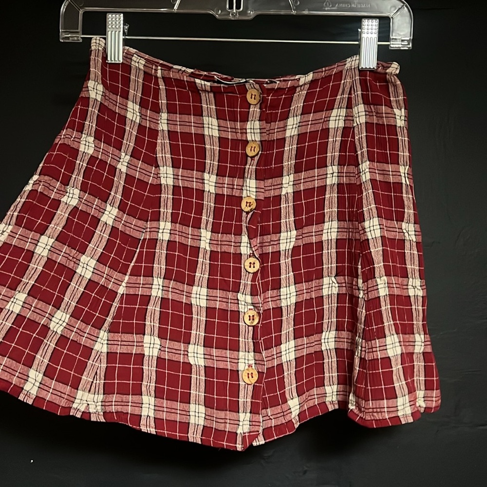 90’s Style Plaid Mini Skirt w Button Front
